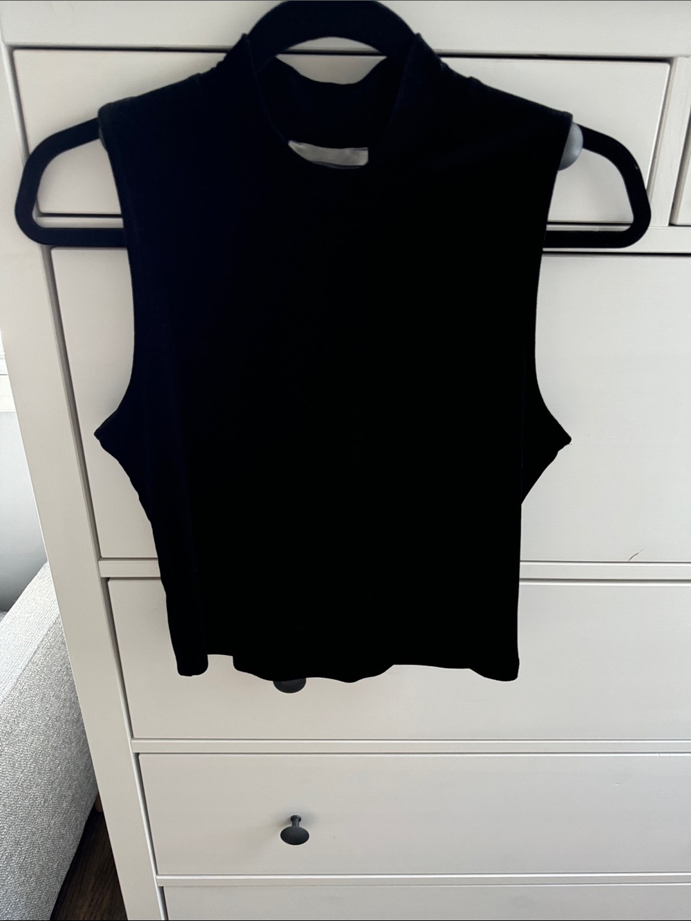 Sleeveless Mock Neck Tank Top - Black